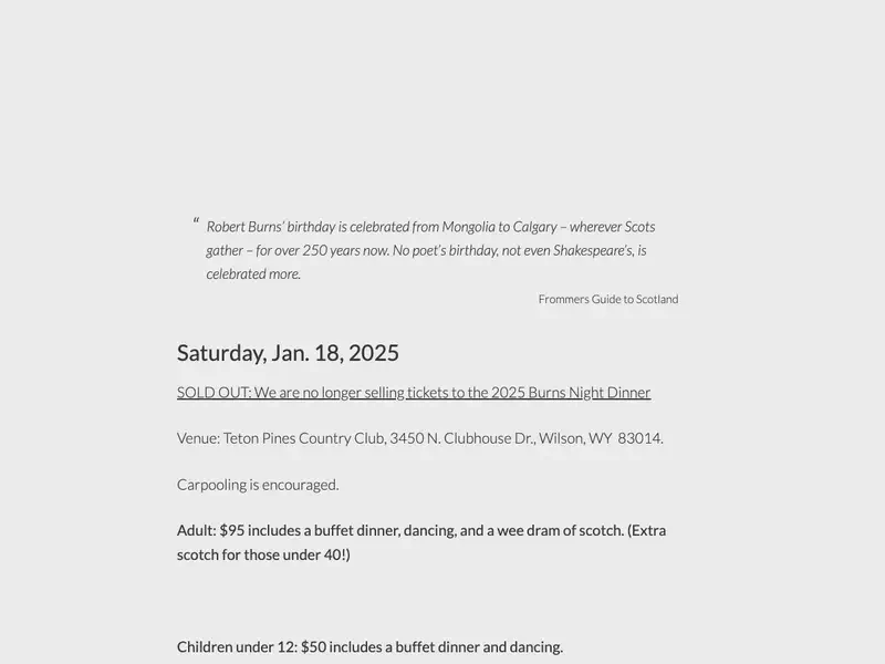 Burns Night Supper