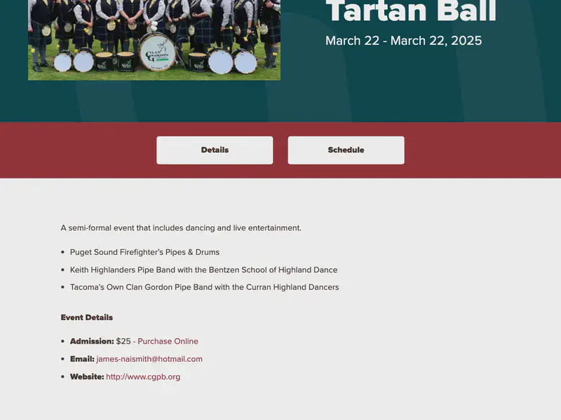 Clan Gordon Pipe Band Tartan Ball