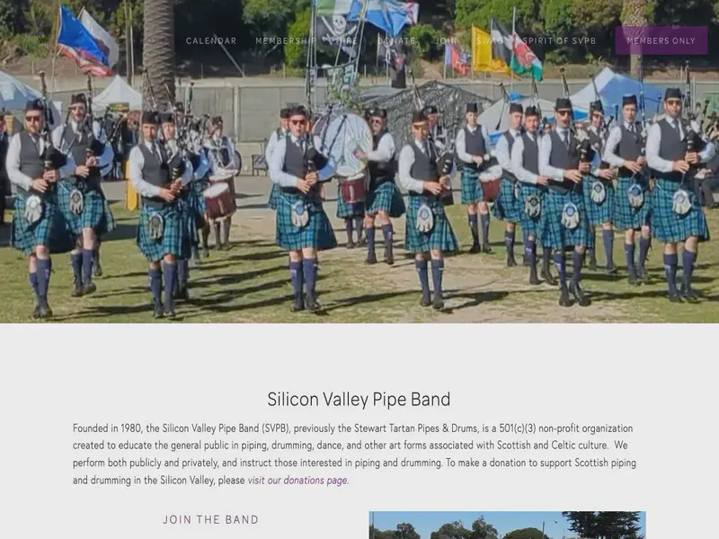 Website preview for siliconvalleypipeband.org