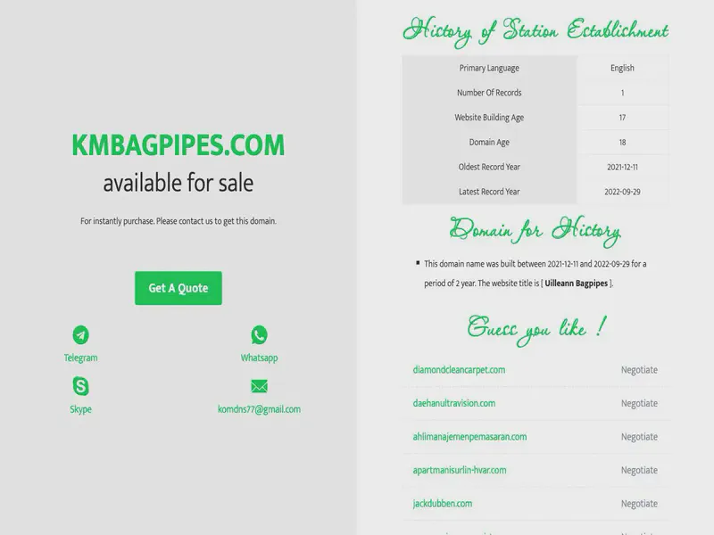 Website preview for www.kmbagpipes.com