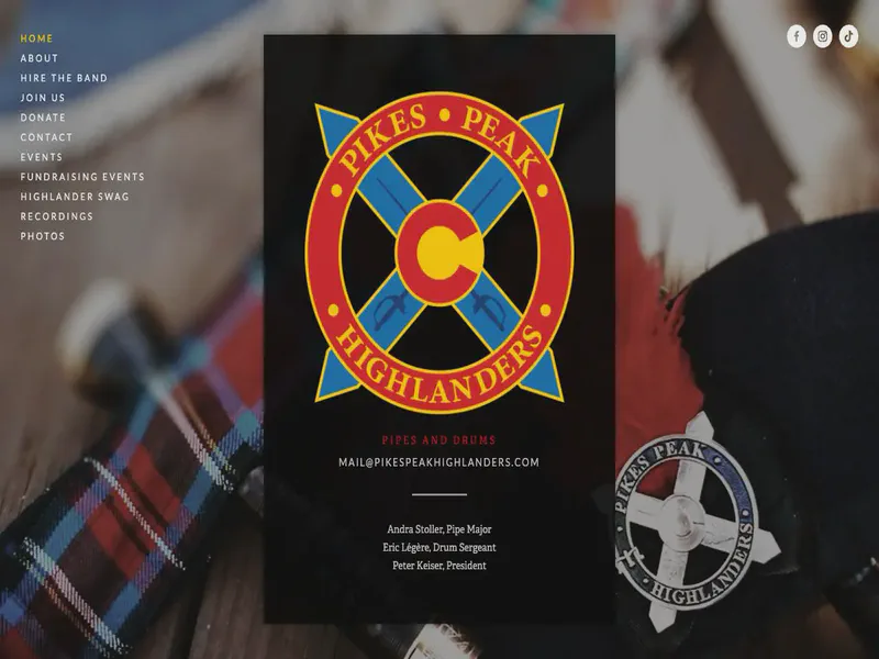 Website preview for www.pikespeakhighlanders.com