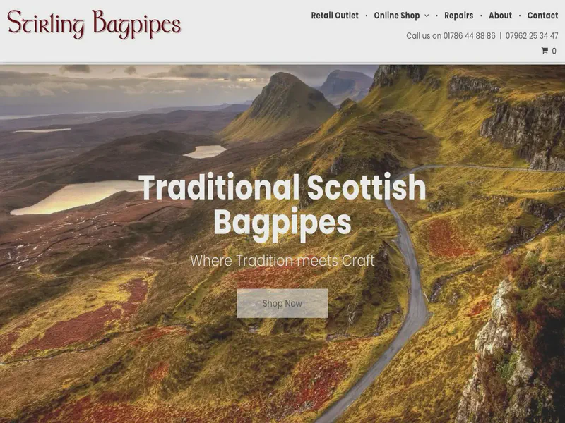 Website preview for www.stirlingbagpipes.com
