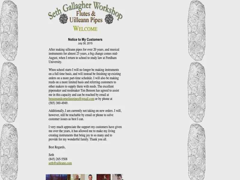 Website preview for www.uilleann.com